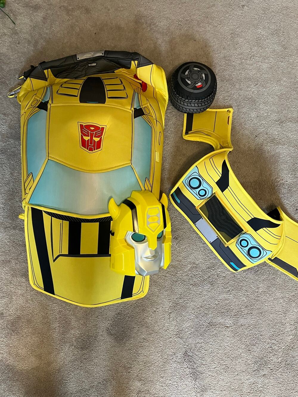 Transformers Bumblebee Converting Costume Replacement Mask Gloves Car Body Wheel